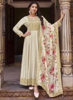 Dola Silk Cream Wedding Wear Sequins Work Anarkali Suit